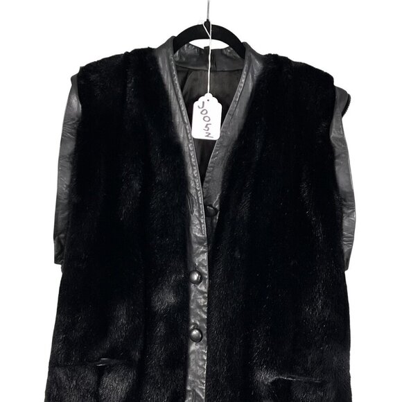 VTG Adolph Schuman For Lilli Ann L Leather Faux Fur Zip-Off Sleeve Vest Jacket - Picture 16 of 16